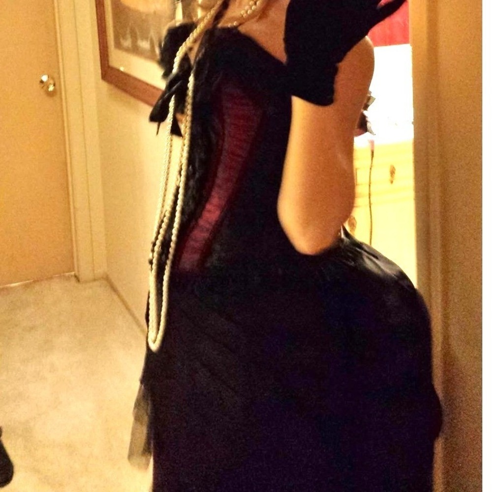 Chic Strapless Black and Purple Dress